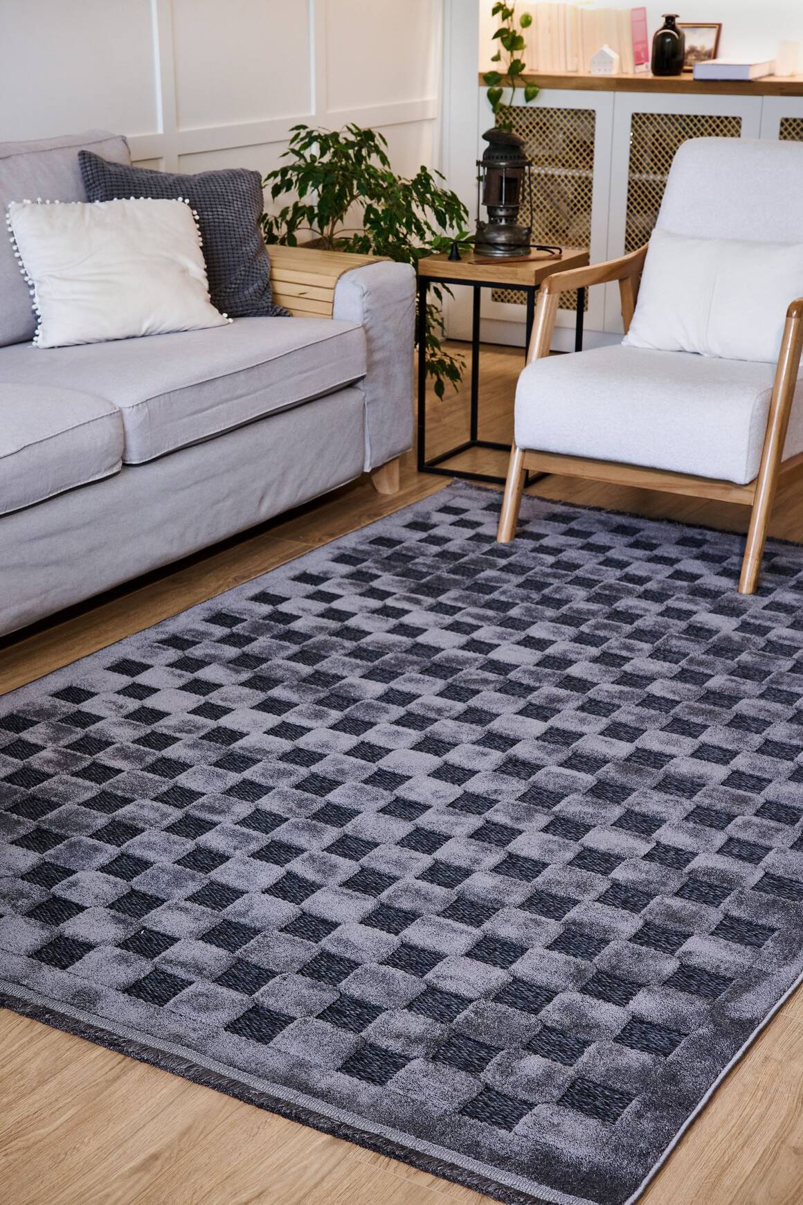 Orion 4214 Antrasit - Dokuma Halı | Flat Cut Desenli Salon Halısı